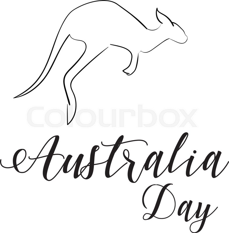 785x800 Australia Day Lettering. Kangaroo Jumps Isolated. Hand Drawn Shape