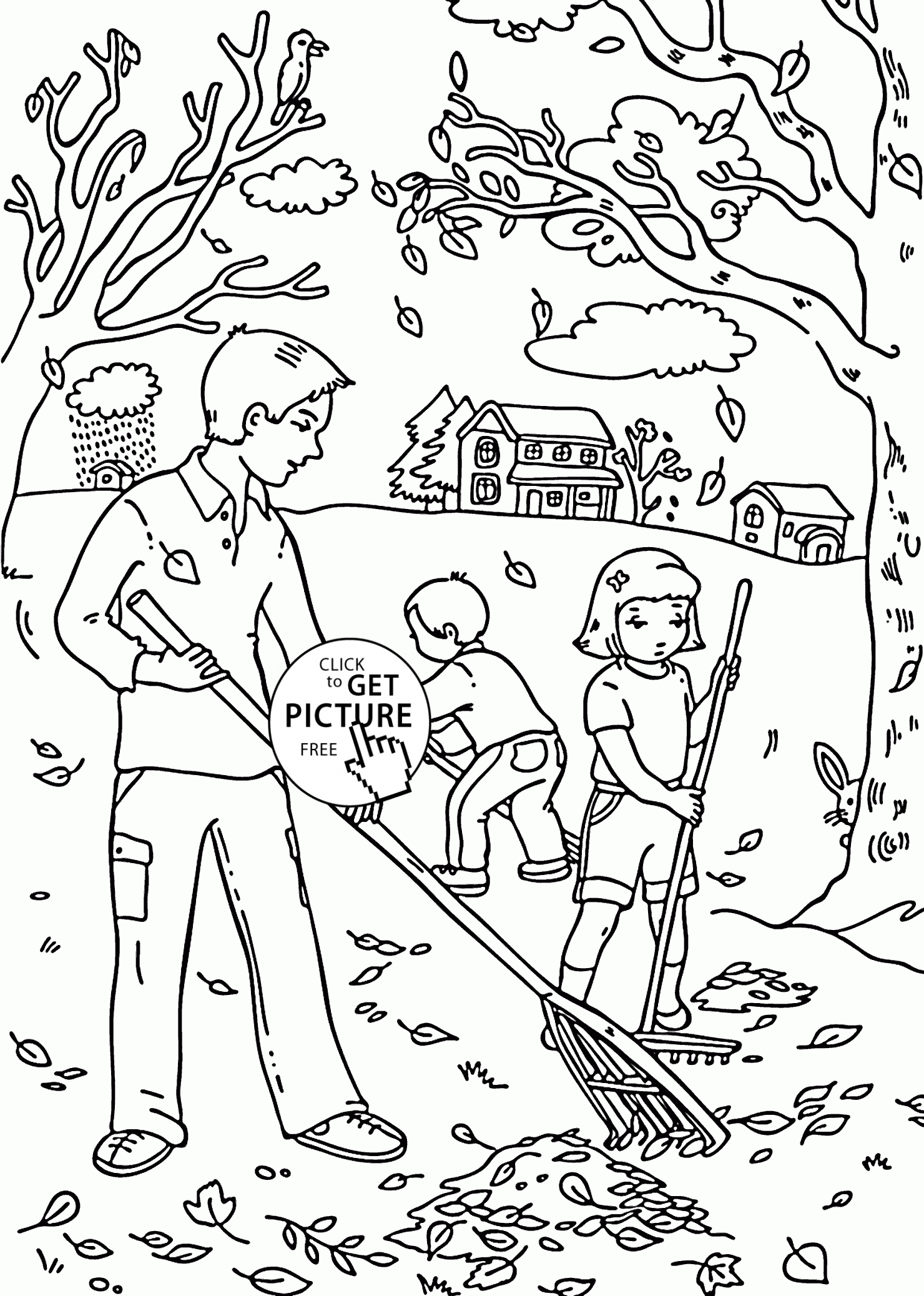 1480x2075 Fall Clean Leaves Coloring Pages For Kids, Season Autumn