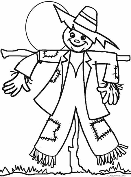453x612 Fortune Scarecrow Coloring Pages Autumn Scene With Page Free