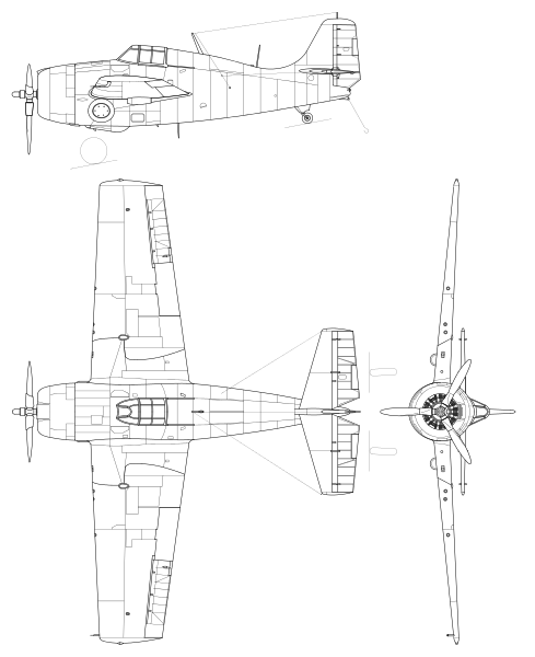 489x600 Filegrumman F4f Drawing.svg Aircraft 3 Views