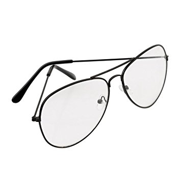 355x355 Hengsong Unisex Vintage Aviator Style Glasses Metal Frame Clear