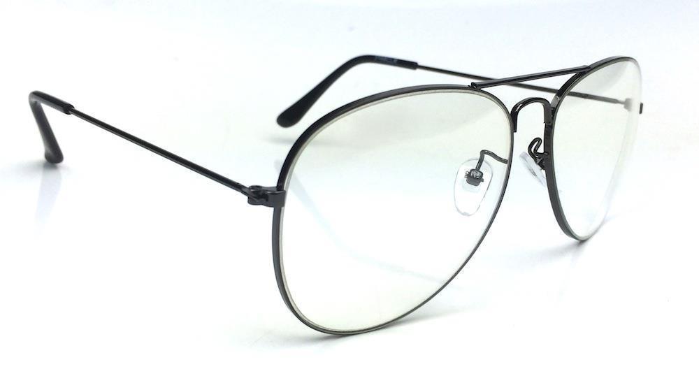 1000x538 Retro Large Aviator Clear Lenses Metal Frame Eyeglasses Glasses