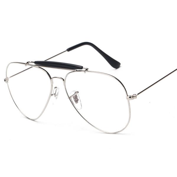 600x600 Vintage Pilot Tear Drop Aviator Style Geek Nerd Clear Lens Glasses