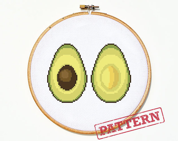 570x452 Avocado Cross Stitch Pattern
