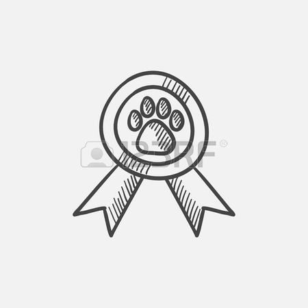 450x450 Dog Award Vector Sketch Icon Isolated On Background. Hand Drawn