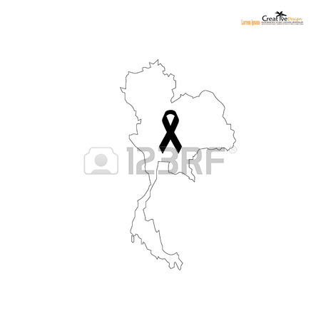 450x450 Black Awareness Ribbon With Thai Map. Mourning Symbol. Royalty