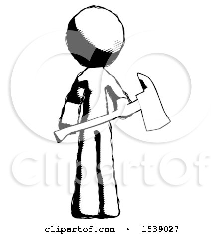 450x470 Ink Design Mascot Man Holding Red Fire Fighter's Ax By Leo