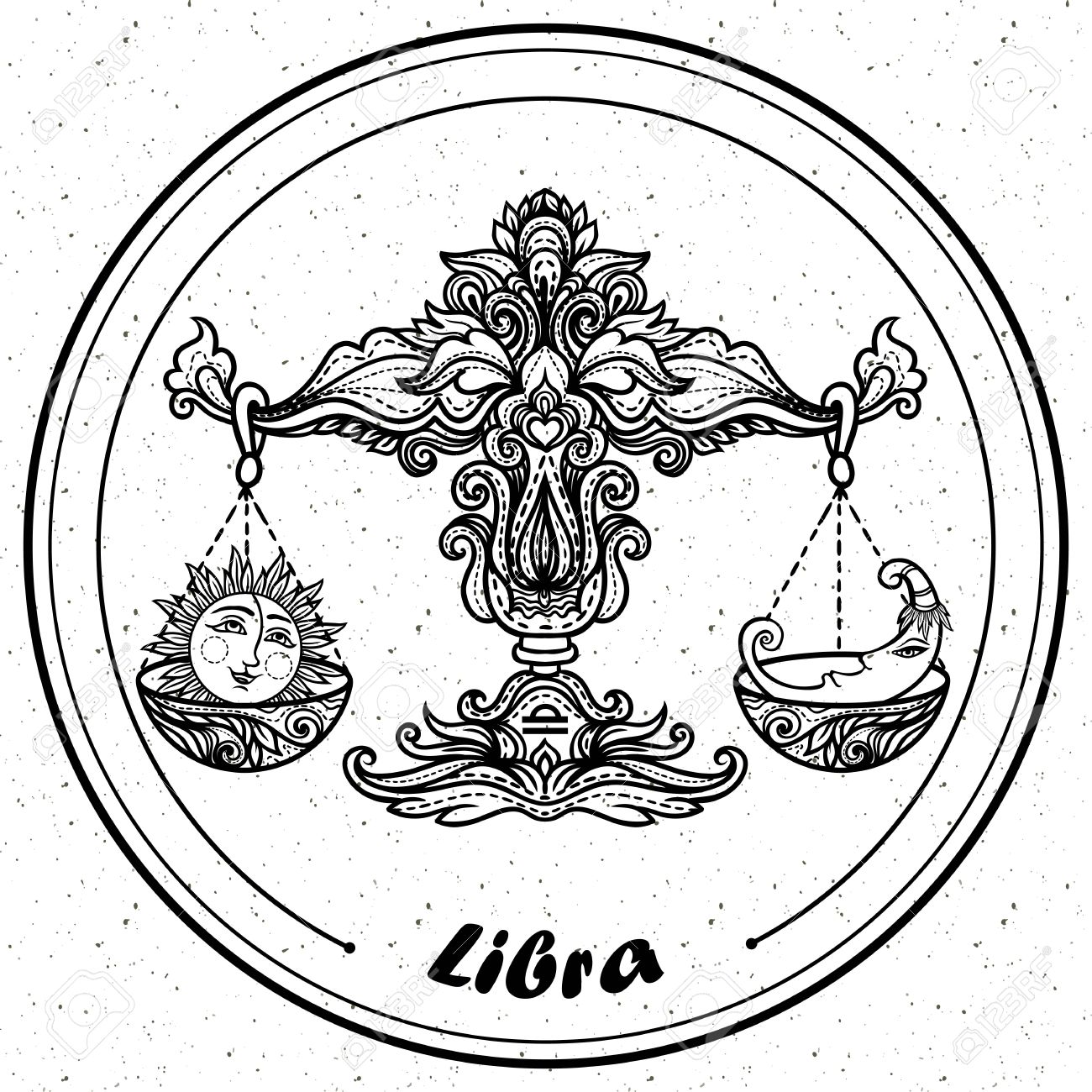 1300x1300 Detailed Libra In Aztec Filigree Line Art Style. Tattoo, Coloring