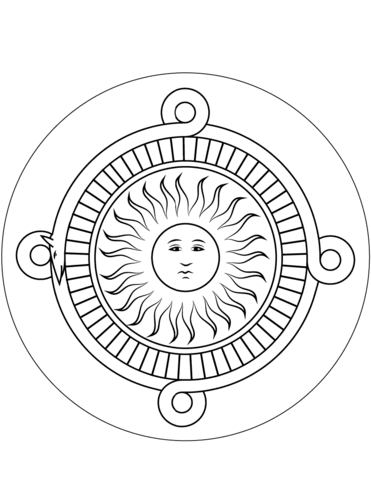 371x480 Aztec Calendar Stone Coloring Page Free Printable Coloring Pages