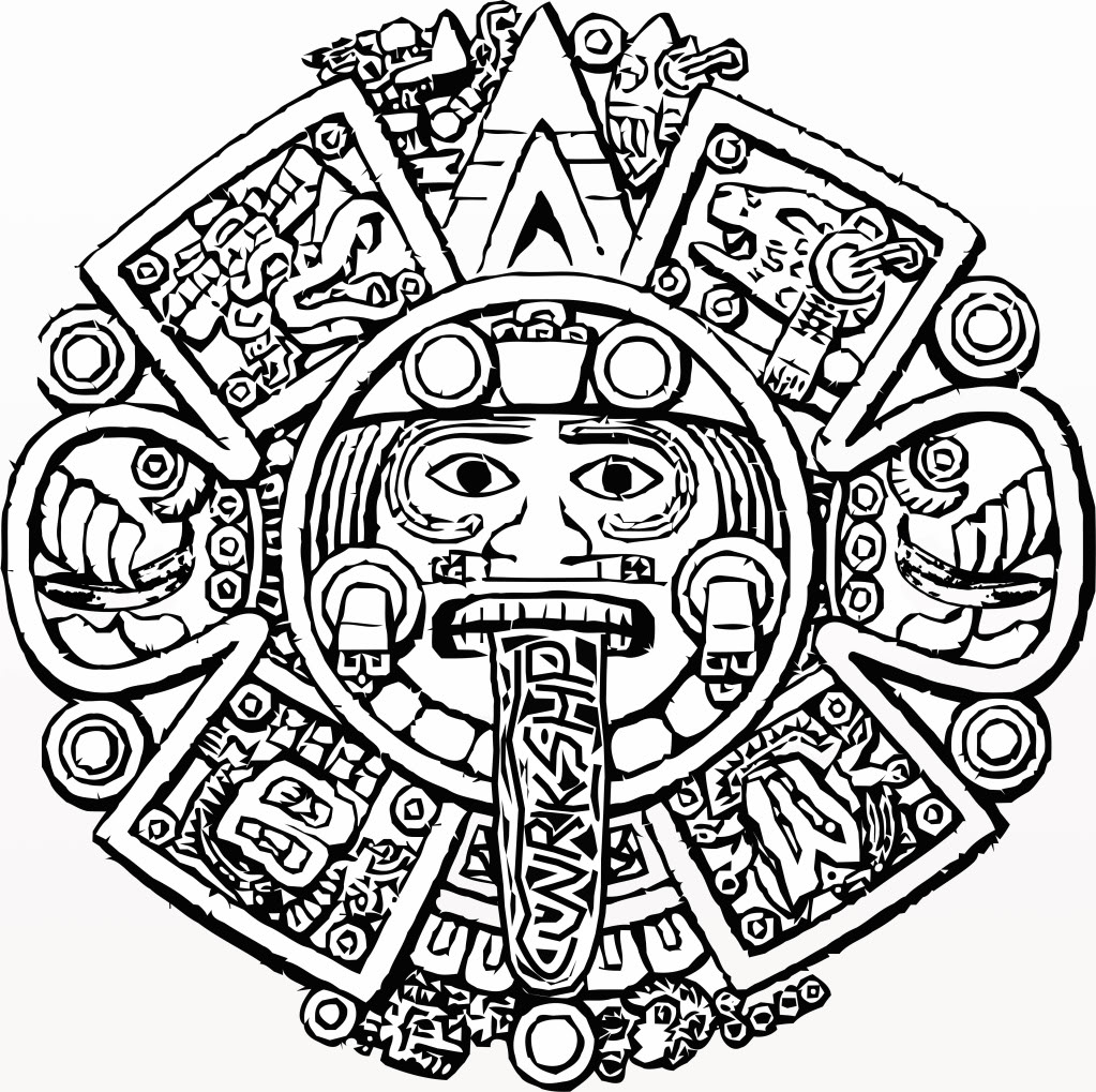 1023x1019 Aztec Calendar Coloring Page Aztec Calendar Coloring Page