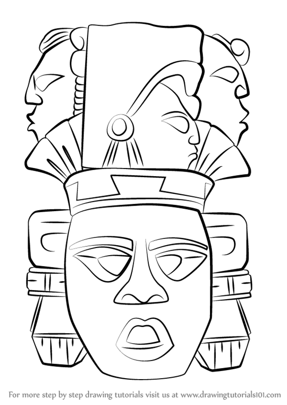 567x800 Learn How To Draw Indian Mayan Aztec Mask (Masks) Step By Step