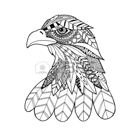 450x450 Ornamental Head Of Eagle Bird, Trendy Ethnic Zentangle Style