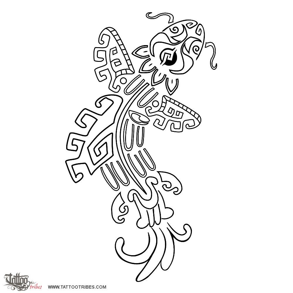 1000x1000 Tattoo Of Aztec Style Koi Carp, Divinity, Glory Tattoo