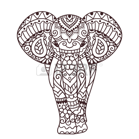 450x450 Decorative Elephant Illustration. Indian Theme With Ornaments
