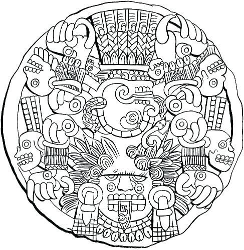 487x500 Awesome Aztec Coloring Pages Print Coloring