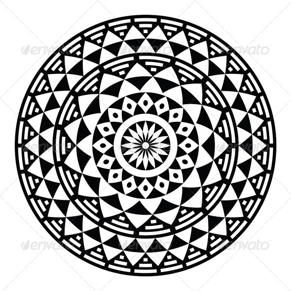 590x590 Tribal Aztec Geometric Pattern Or Print In Circle By Redkoala