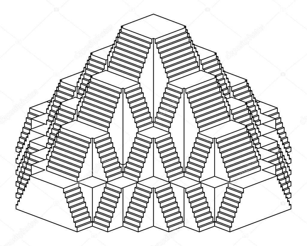 1024x819 Pyramid Staircase Design Construction Line Drawing Stock Vector