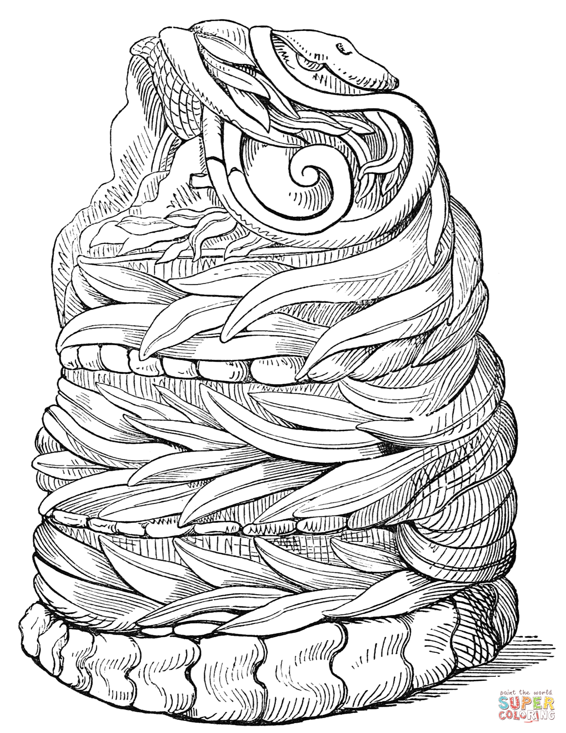 1159x1500 Aztec Serpent Figure Coloring Page Free Printable Coloring Pages