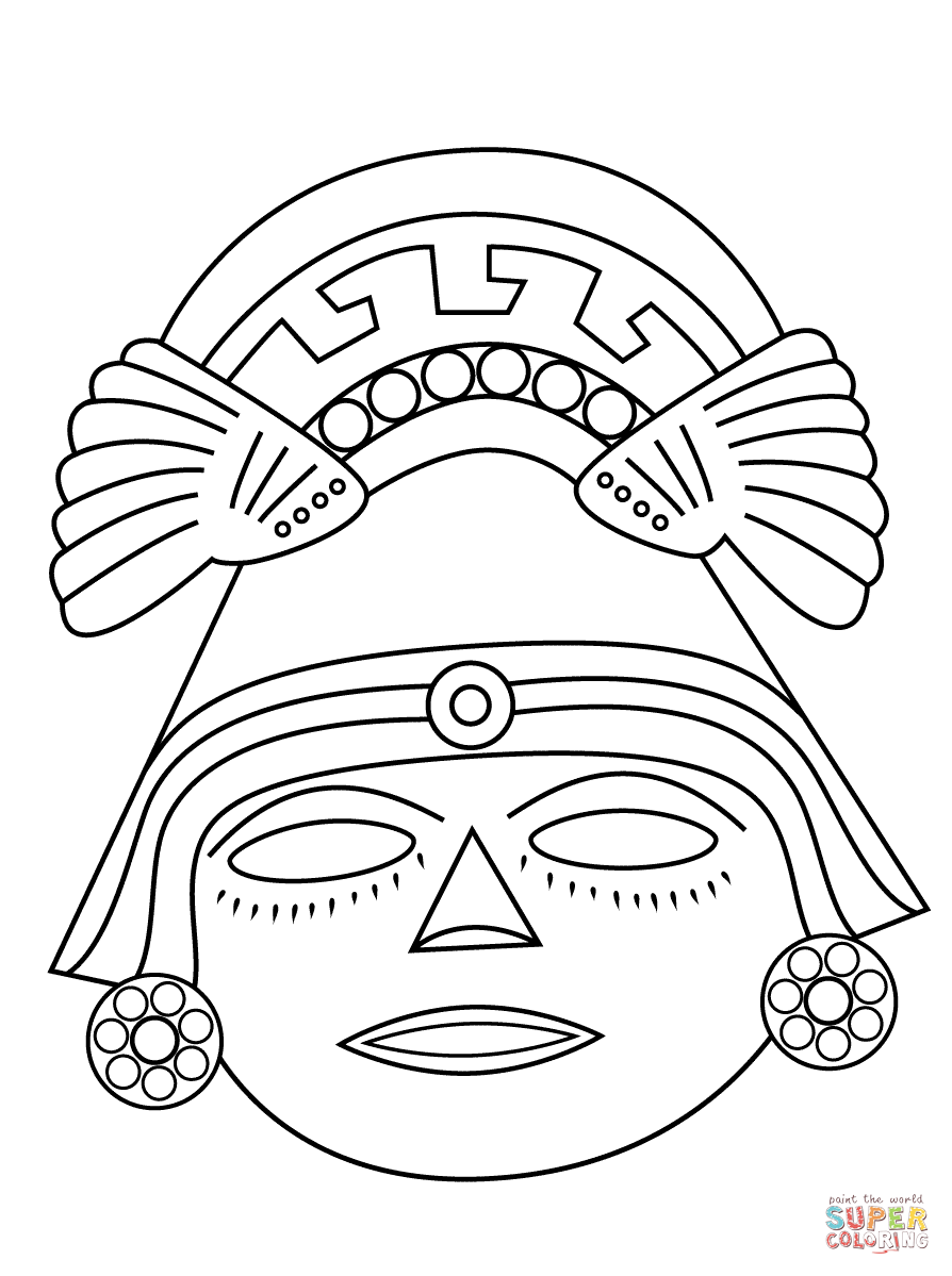 894x1199 Aztec Mask Coloring Page Free Printable Coloring Pages