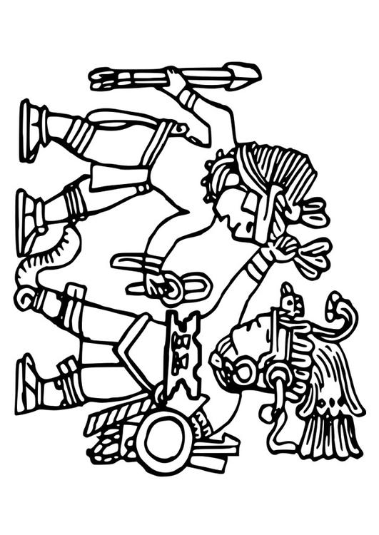 531x750 Coloring Page Aztec Murals