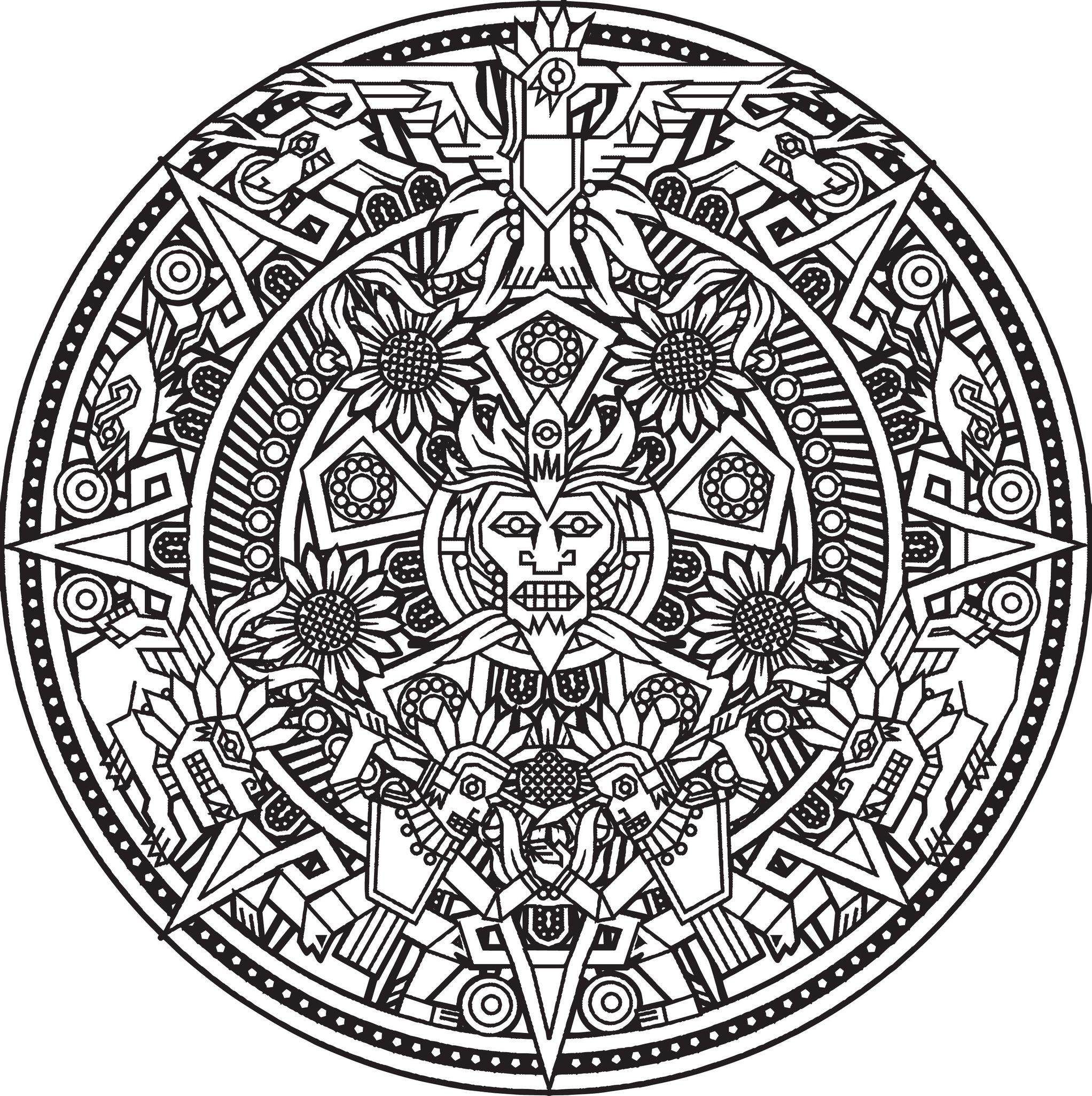 2044x2052 Aztec Coloring Pages Colouring To Good Draw Image Printable