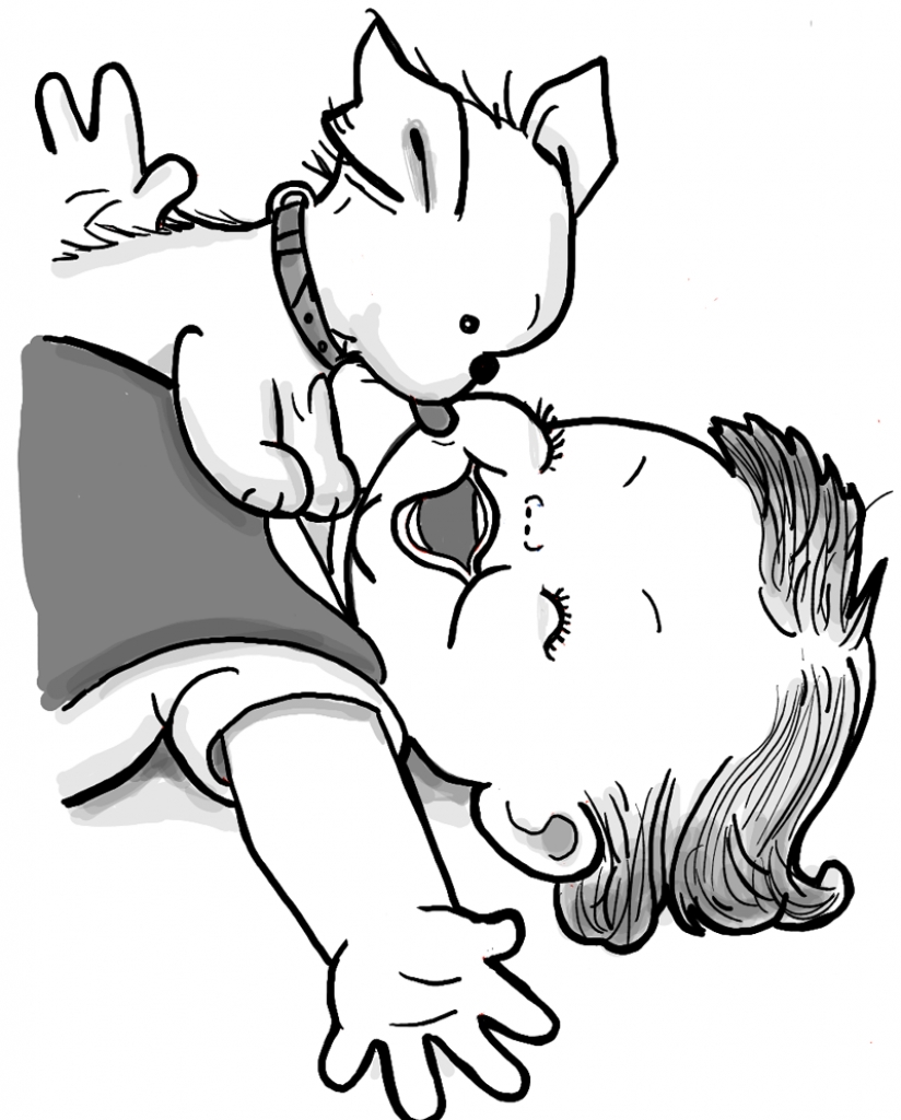 824x1024 Drawings For Babies How To Draw A Cute Ba And Puppy Licking His