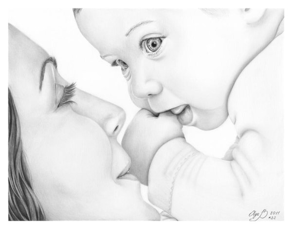 600x470 Mother And Baby Poster By Olga Bell