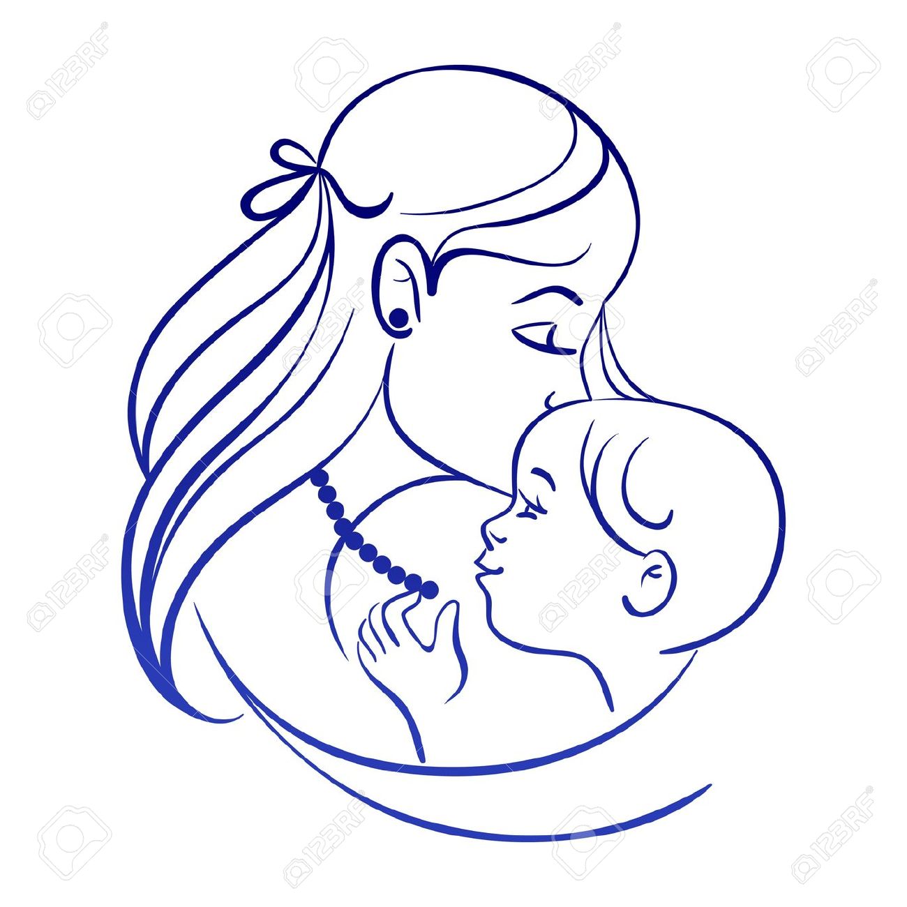1300x1300 Mother And Baby Clipart Her Child Drawing