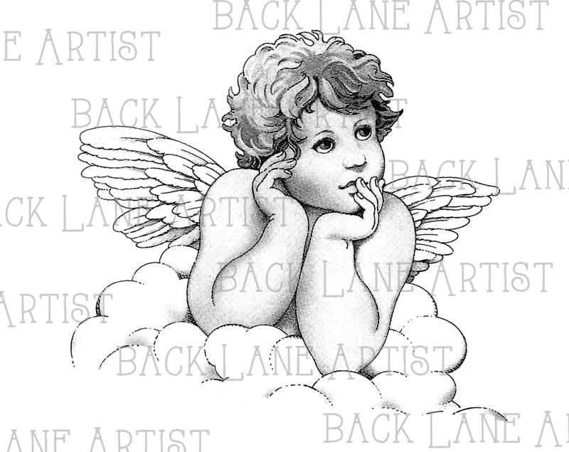 800x635 Vintage Baby Angel Clipart Lineart Illustration Instant Download