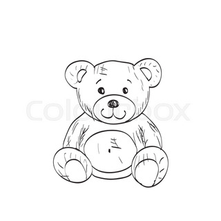 320x320 Teddy Bear Sketch. Drawing On A White Background Stock Vector