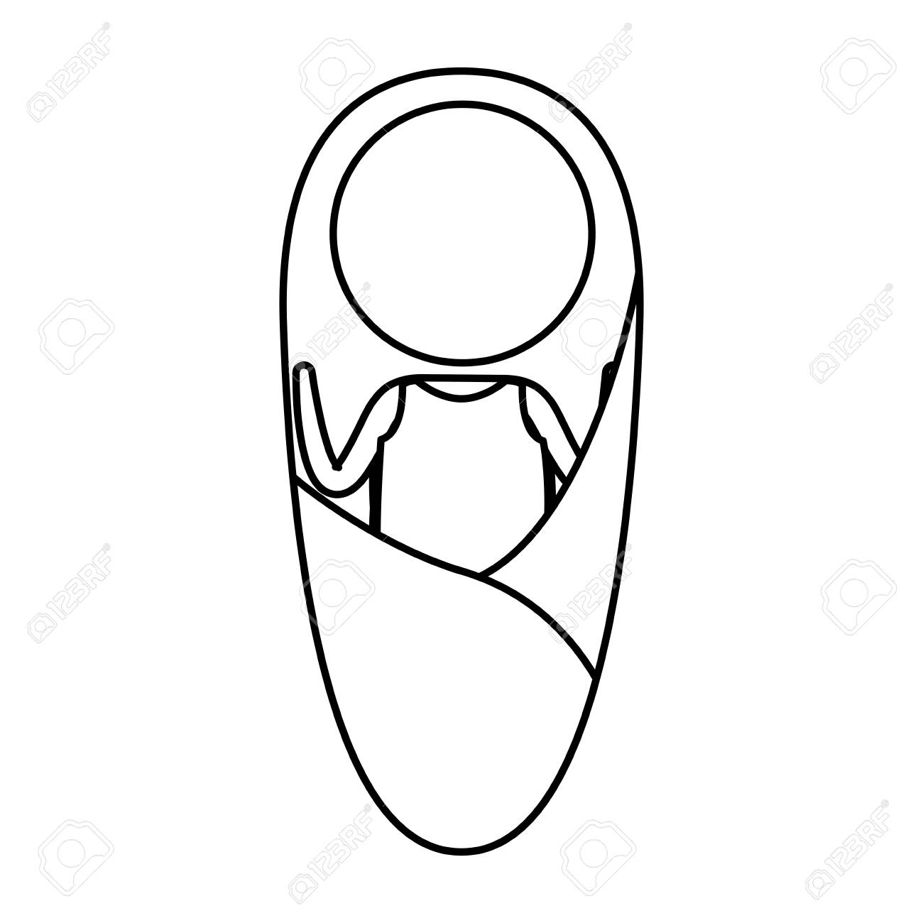 1300x1300 Sketch Silhouette Of Pictogram Little Baby Girl Wrapped In Blanket
