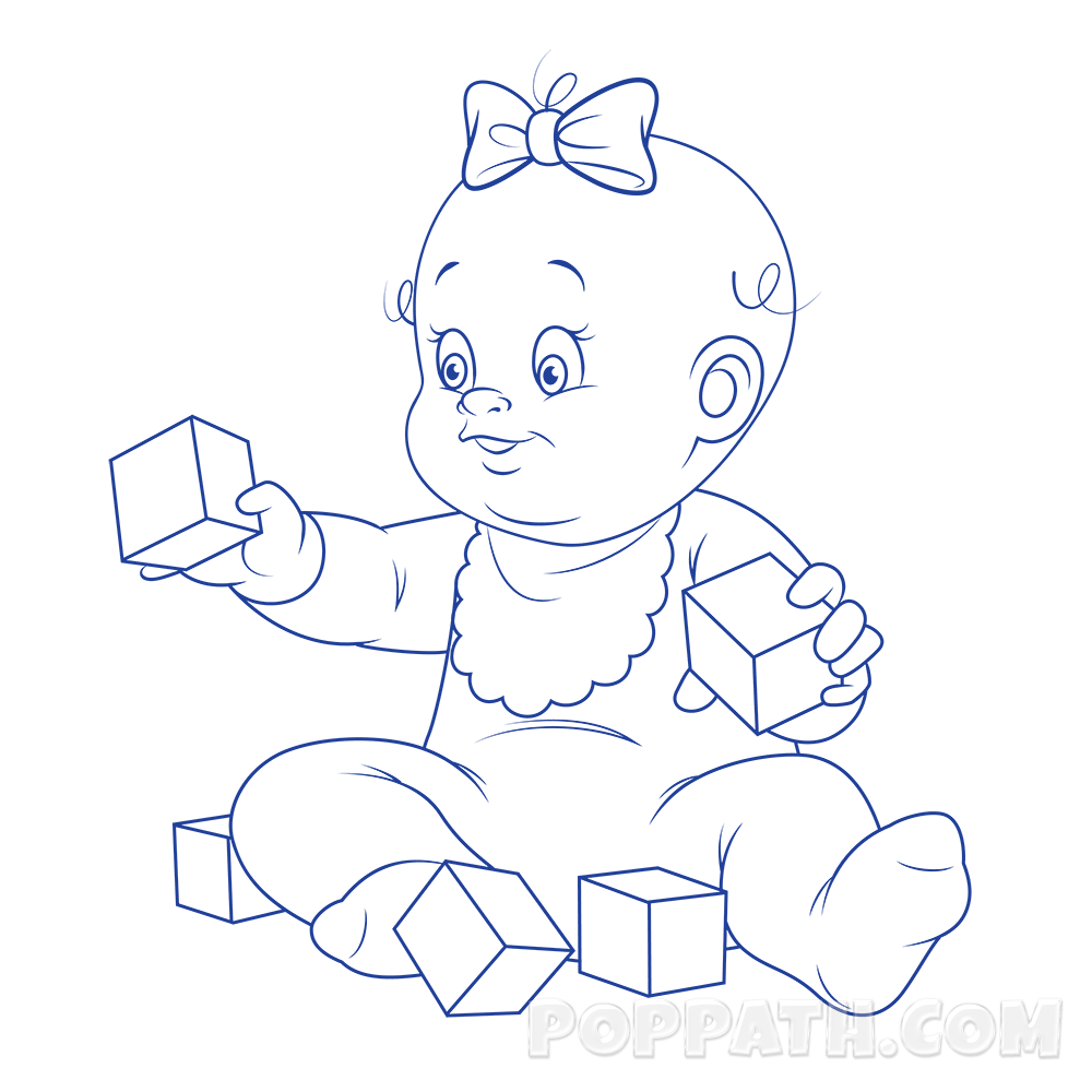 1000x1000 How To Draw A Baby Playing With Blocks Pop Path