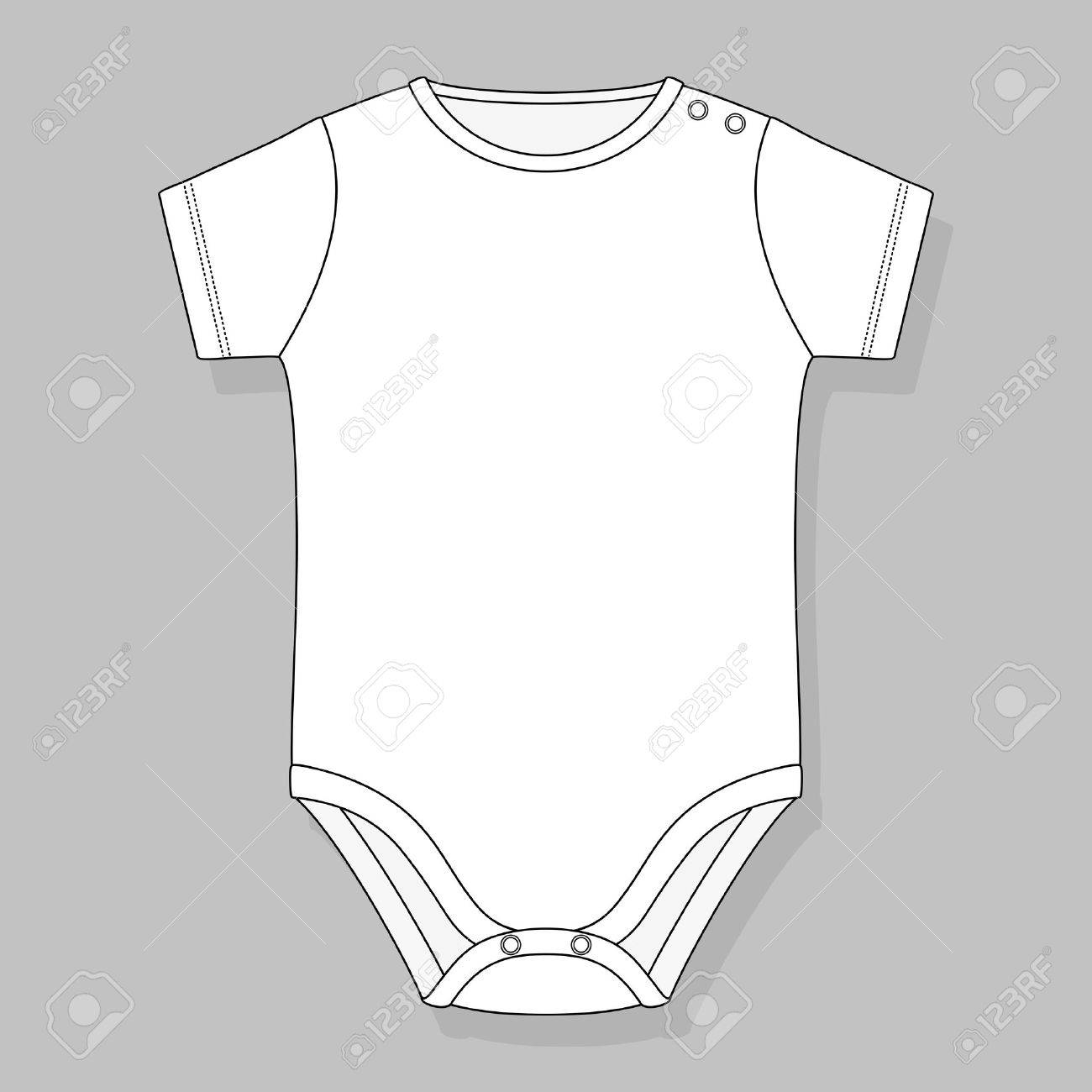 1300x1300 Newborn Baby Bodysuit Flat Sketch Template Isolated On Grey