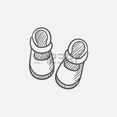 450x450 Baby Booties Sketch Icon For Web, Mobile And Infographics. Hand