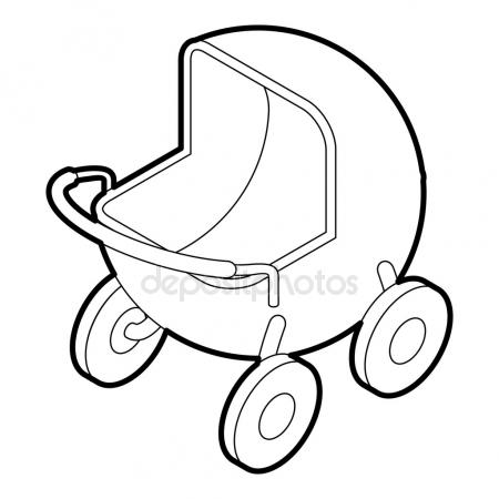 450x450 Baby Carriage. Vector Drawing Stock Vector Marinka