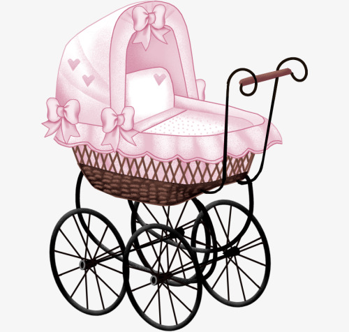 500x476 Pink Stroller, Hand Painted, Baby Carriage, Pink Png Image