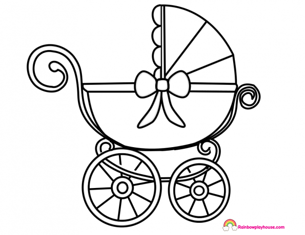 595x460 Baby Carriage Coloring Page