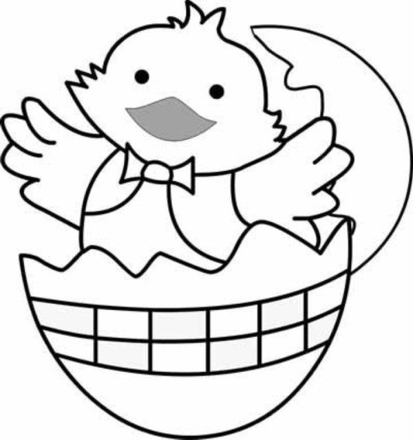 600x640 Easter Coloring Pages Baby Chick