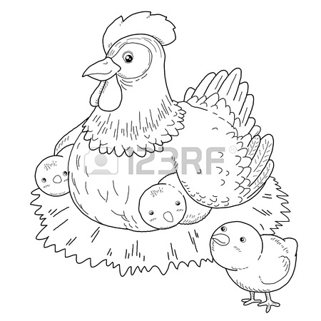 450x450 Mother Hen With Its Baby Chicks Royalty Free Cliparts, Vectors