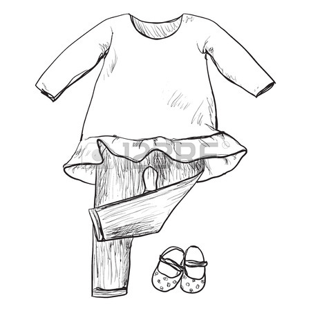 450x450 Drawing Clothing For Little Girls. Clothes And Shoes Sketch