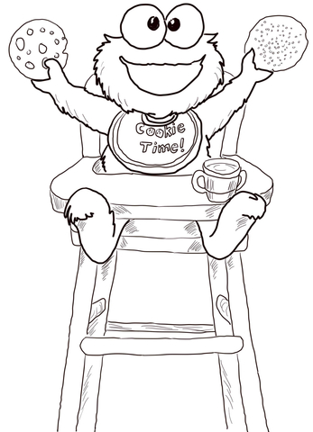 347x480 Cookie Time For Cookie Monster Coloring Page Free Printable