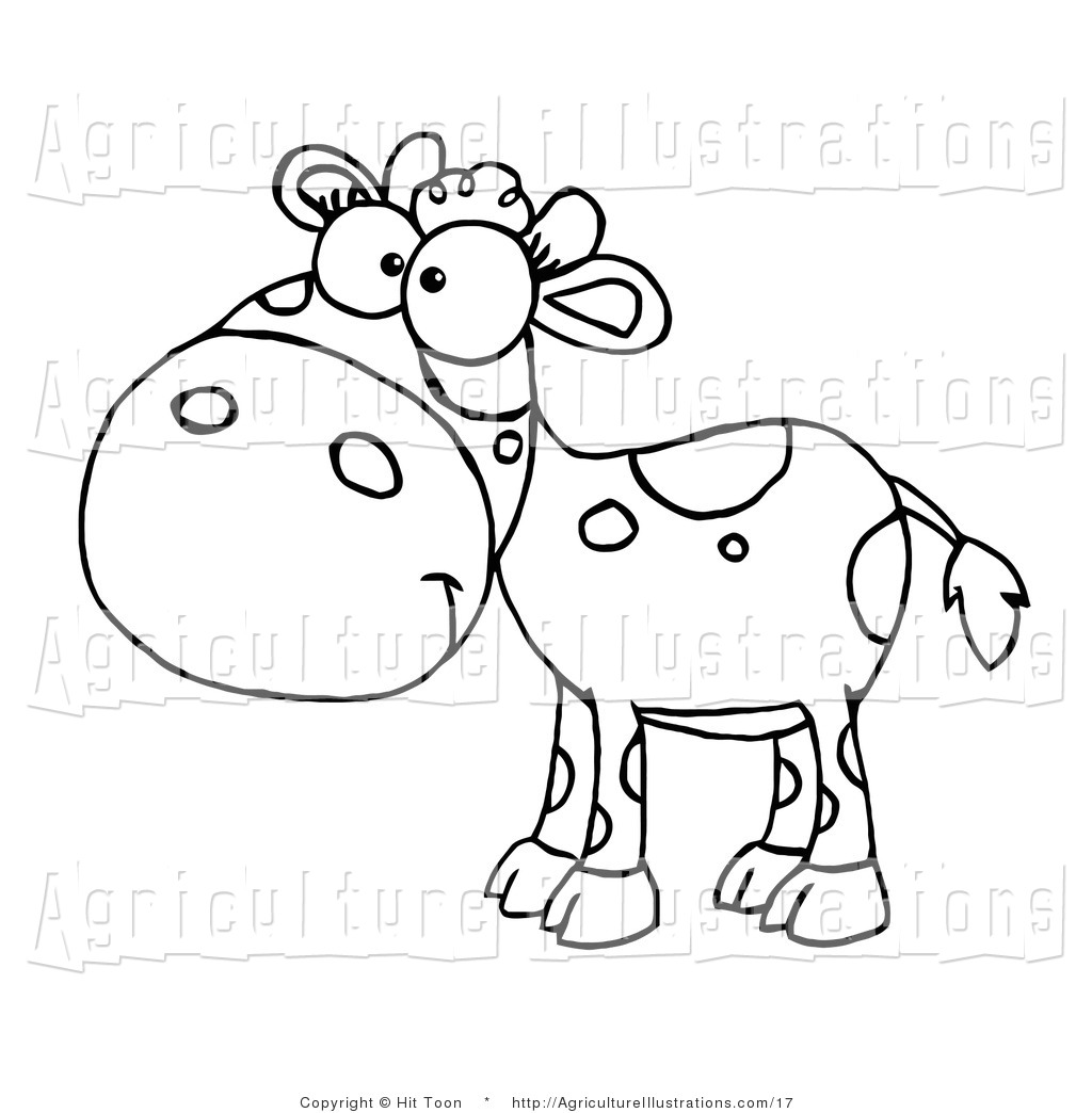 1024x1044 Vector Clipart Of A Coloring Page Of A Baby Cow By Hit Toon