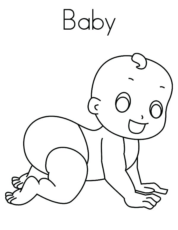 600x776 Infant Coloring Pages Babies With Little Hair Crawling Coloring