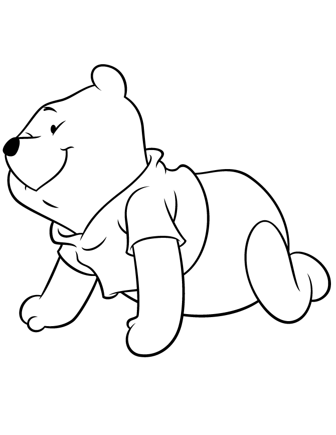 670x867 Winnie The Pooh Crawling Like A Baby Coloring Page H Amp M