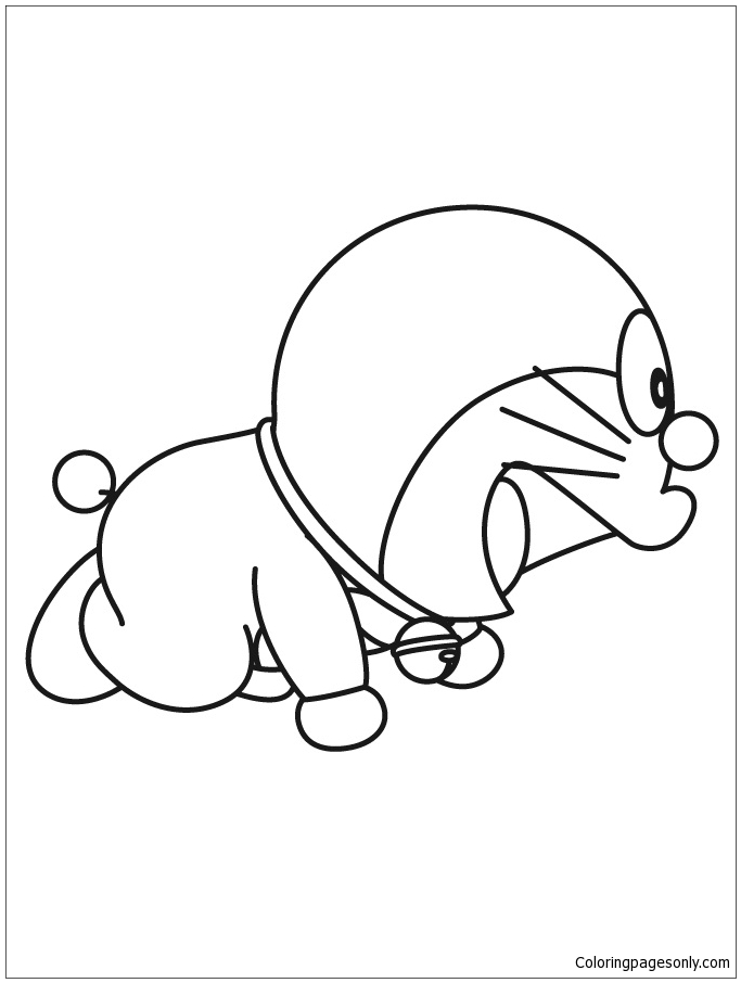 683x906 Baby Doraemon Crawling Coloring Page