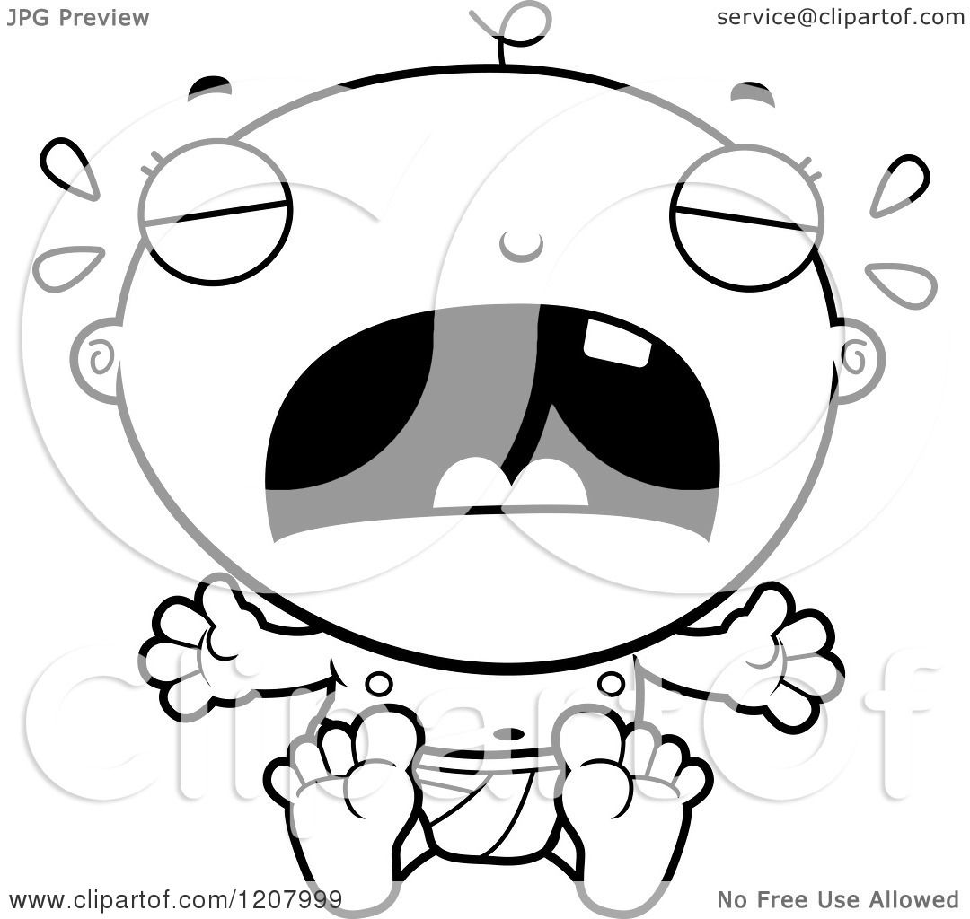 1080x1024 Cartoon Of A Black And White Crying Baby Boy Infant
