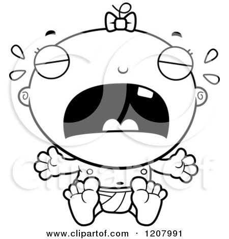 450x470 Cartoon Of A Black And White Crying Baby Infant Girl