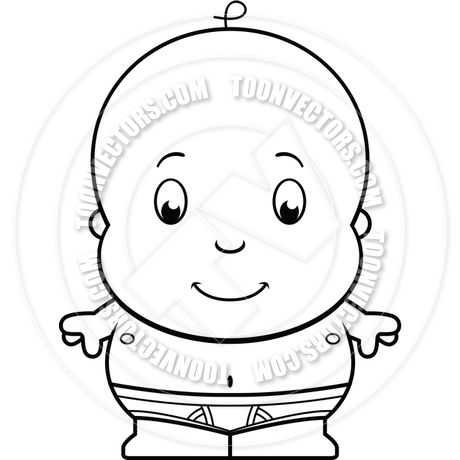 460x460 Cartoon Baby Diaper (Black And White Line Art) By Cory Thoman