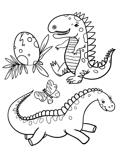 392x507 Free Baby Dinosaur Coloring Page Pages