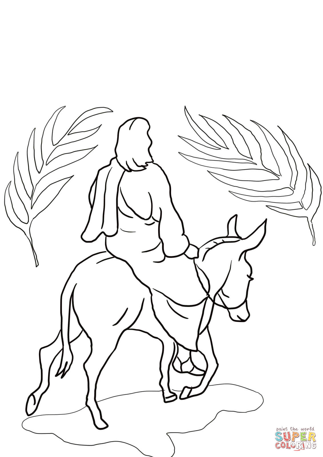 1131x1600 Jesus Riding On A Donkey Coloring Page Free Printable Coloring Pages